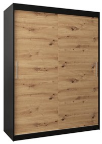 Šatníková skriňa 150 cm Toki (Čierna matná + Dub artisan). Akcia -45%. Vlastná spoľahlivá doprava až k Vám domov. 1064823