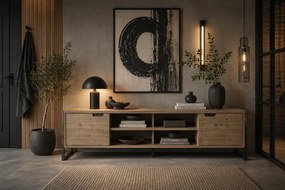TV stolík Flow 200 cm z masívu hnedý/grafit