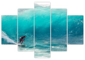 Obraz surferov vo vlnách (150x105 cm)