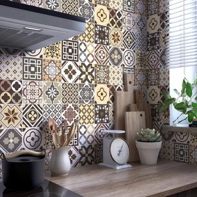 Súprava 24 samolepiek na stenu Ambiance Kenjito, 15 x 15 cm