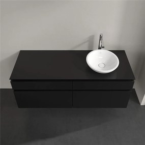 VILLEROY &amp; BOCH Legato závesná skrinka pod umývadlo na dosku (umývadlo vpravo), 4 zásuvky, 1400 x 500 x 550 mm, Black Matt Lacquer, B59000PD