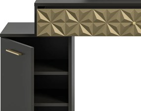 Toaletný stolík so zrkadlom Prismo, čierny/zlatý