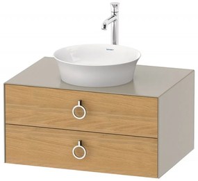 DURAVIT White Tulip závesná skrinka pod umývadlo na dosku, 2 zásuvky, 800 x 550 x 408 mm, dub prírodný masív/taupe matná, WT49900H560