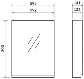 Cersanit Moduo, zrkadlová závesná skrinka 60x14x80 cm, antracitová matná, S590-072-DSM