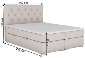 Manželská posteľ Boxspring 160 cm Elaine (s matracmi). Vlastná spoľahlivá doprava až k Vám domov. 1017262
