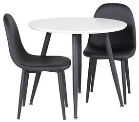 Plaza Polar XXS stolová súprava biela/čierna ekokoža