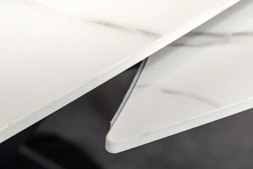 Jedálenský stôl INCEPTION 130-190 cm rozkladací oválny keramický vrch s bielym mramorovým vzhľadom