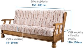 Bielastické poťahy OCEANO NOVÉ béžové trojkreslo s drevenými rúčkami (š. 150 - 200 cm)