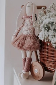 Plyšový zajačik kvety v ružovej sukni s menom dieťaťa
