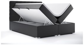 Manželská posteľ Boxspring 160 cm Clady (čierna ekokoža) (s úložným priestorom). Vlastná spoľahlivá doprava až k Vám domov. 1044199