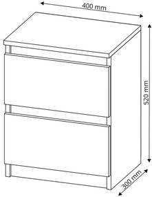 Štýlový nočný stolík 40 x 30 cm - R2 biela