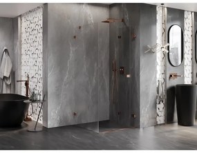 Mexen Lunar-F, 1-krídlový sprchový kút so skladacími dverami, pravý, 80 x 80 cm, 8mm číre sklo, ružové zlato profil, 836-080-080-60-00-P