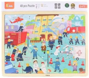 Viga Drevené puzzle 48 dielikov - Hasiči
