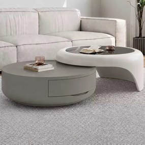 LuxuryForm DESIGN Konferenčný stolík DELUX 80 / 75 cm – biela/sivá (set 2 ks) - II. akosť