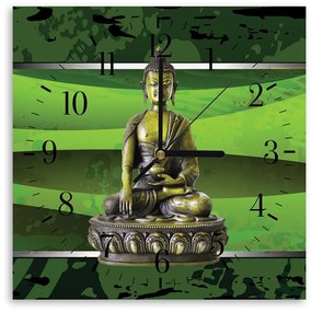 Gario Hodiny na stenu Budha medzi zeleňou Rozmery: 60 x 60 cm