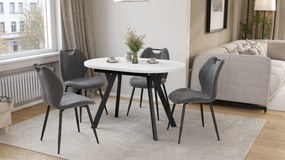 Mazzoni ALMO Biely mat / čierne nohy - OVÁLNY ROZKLADACÍ STÔL 120-220 cm PRE 10-12 OSÔB