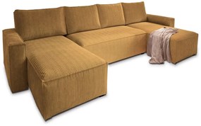 Horčicová sedacia súprava do U SMART COSARO 295x140 cm