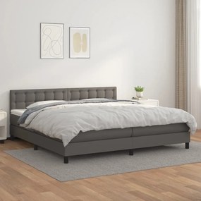 Boxspring posteľ s matracom sivá 200x200 cm umelá koža 3141147