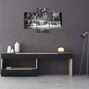 Obraz - Čiernobiely vodopád (90x60 cm)