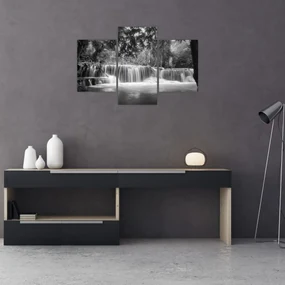 Obraz - Čiernobiely vodopád (90x60 cm)