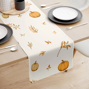 Goldea behúň na stôl 100% bavlnené plátno - jesenné tekvice a lístky 50x120 cm