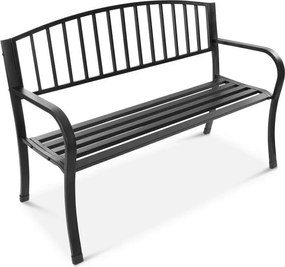 Záhradná hliníková lavička s operadlom 125 x 53 x 82 cm čierna