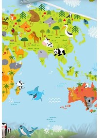 Bavlnené obliečky Mapa Zvierat 140x200/70x90 cm