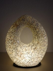 Stolná lampa biela , ART OVAL, 50 cm, ručná práca