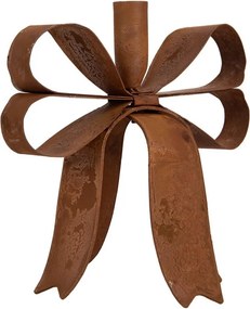Rustikálny hrdzavý svietnik mašle Bow Candle Rust - 19*15*18 cm