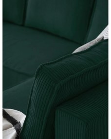 Tmavozelená menčestrová rozkladacia rohová pohovka (pravý roh/do tvaru "U") Brave Dave – Miuform