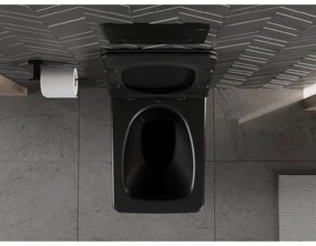 Mexen Vera, závesné WC Rimless 51 x 36 cm s pomaly padajúcim sedátkom z duroplastu, čierna matná, 30164070