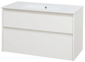 Mereo Mereo, Opto, kúpeľňová skrinka s keramickým umývadlom 101 cm, biela, dub, biela/dub, čierna, MER-CN912