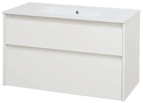 Mereo Mereo, Opto, kúpeľňová skrinka s keramickým umývadlom 101 cm, biela, dub, biela/dub, čierna, MER-CN912