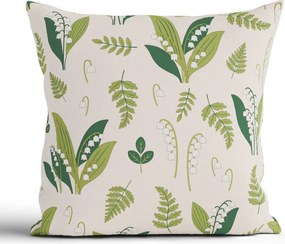 Bavlnená obliečka na vankúš Renforcé 40 × 40 cm - Konvalinky prírodné