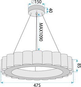 Toolight Toolight, LED stropné svietidlo 50cm, 27W, diaľkové ovládanie, APP1801-CP, zlatá matná-imitácia kameňa, OSW-05979