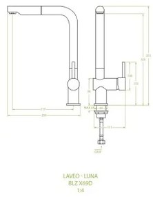 Laveo Luna, kuchynská batéria stojaca h-353, biela, LAV-BLZ_669D