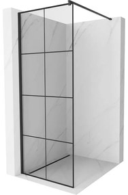 Mexen Kioto sprchová zástena 90x200 cm 8 mm, čierny profil, sklo čierny vzor 1, 800-090-101-60-77