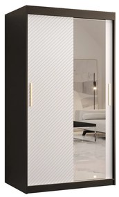 Šatníková skriňa so zrkadlom 100 cm Riana Slimo 2 100 (čierna + biela matná). Vlastná spoľahlivá doprava až k Vám domov. 1063634