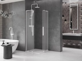 Mexen Velar L Duo, sprchový kút s posuvnými dverami 90 x 90 cm, 8mm sklo námraza, biela matná, 871-090-090-02-33-20