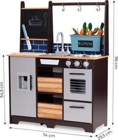 Drevená detská kuchynka ECOTOYS s doplnkami a zeleninou