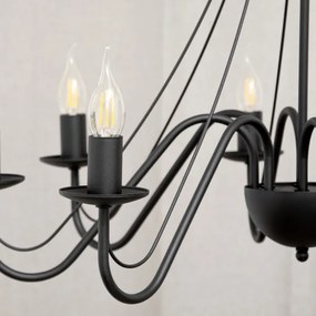 Luster na reťazi MALBO 8xE14/10W/230V čierny