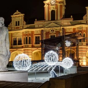 DECOLED Svetelná guľa LED, ľadovo biela, čierny kábel, priemer 80 cm