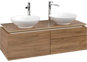 VILLEROY &amp; BOCH Legato závesná skrinka pod dve umývadlá na dosku, 2 zásuvky, 1200 x 500 x 380 mm, Oak Kansas, B58300RH