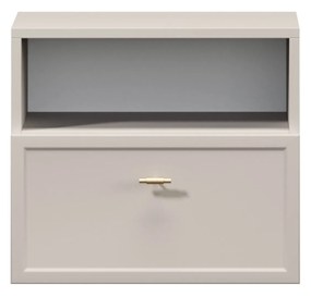 Závesný nočný stolík Lorini 45 cm - kašmírová / zlatá úchytka T