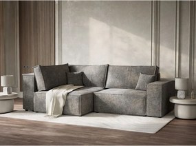 Sivá ženilková rozkladacia/s úložným priestorom rohová pohovka (ľavý roh/do L) Tonga – Maison de Rêve