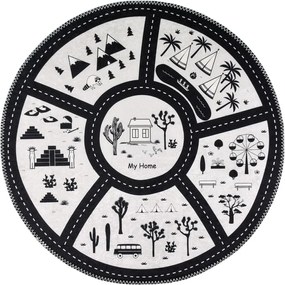 Čierno-biely prateľný detský hrací koberec ø100 cm My Home – Vitaus