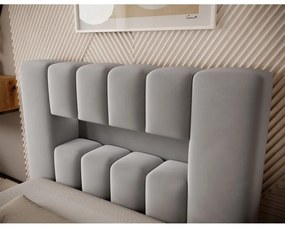 Sivá čalúnená jednolôžková posteľ s úložným priestorom s roštom 90x200 cm Lamica – ELTAP