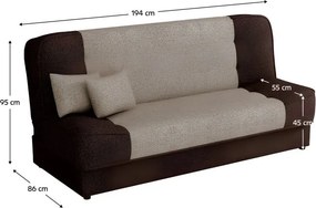 Kondela Rozkladacia pohovka, látka hnedá, svetlohnedá, ASIA NEW