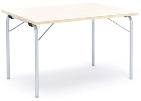 Skladací stôl NICKE, 1200x800x720 mm, laminát - breza, strieborná