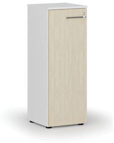 Nízka kancelárska skriňa s dverami PRIMO WHITE, 1087 x 400 x 420 mm, biela/breza